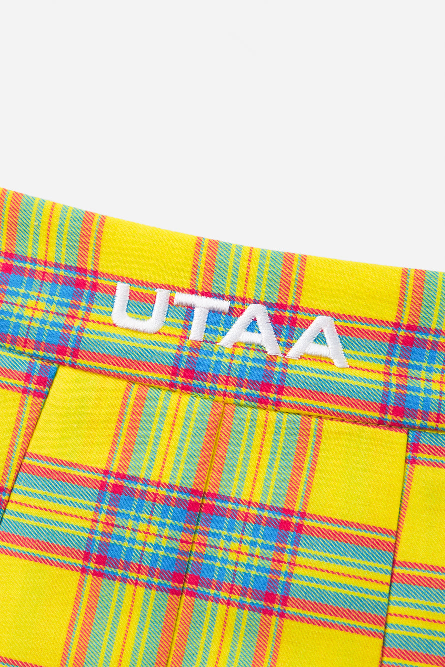 UTAA ポップカラータータンチェックプリーツスカート イエロー