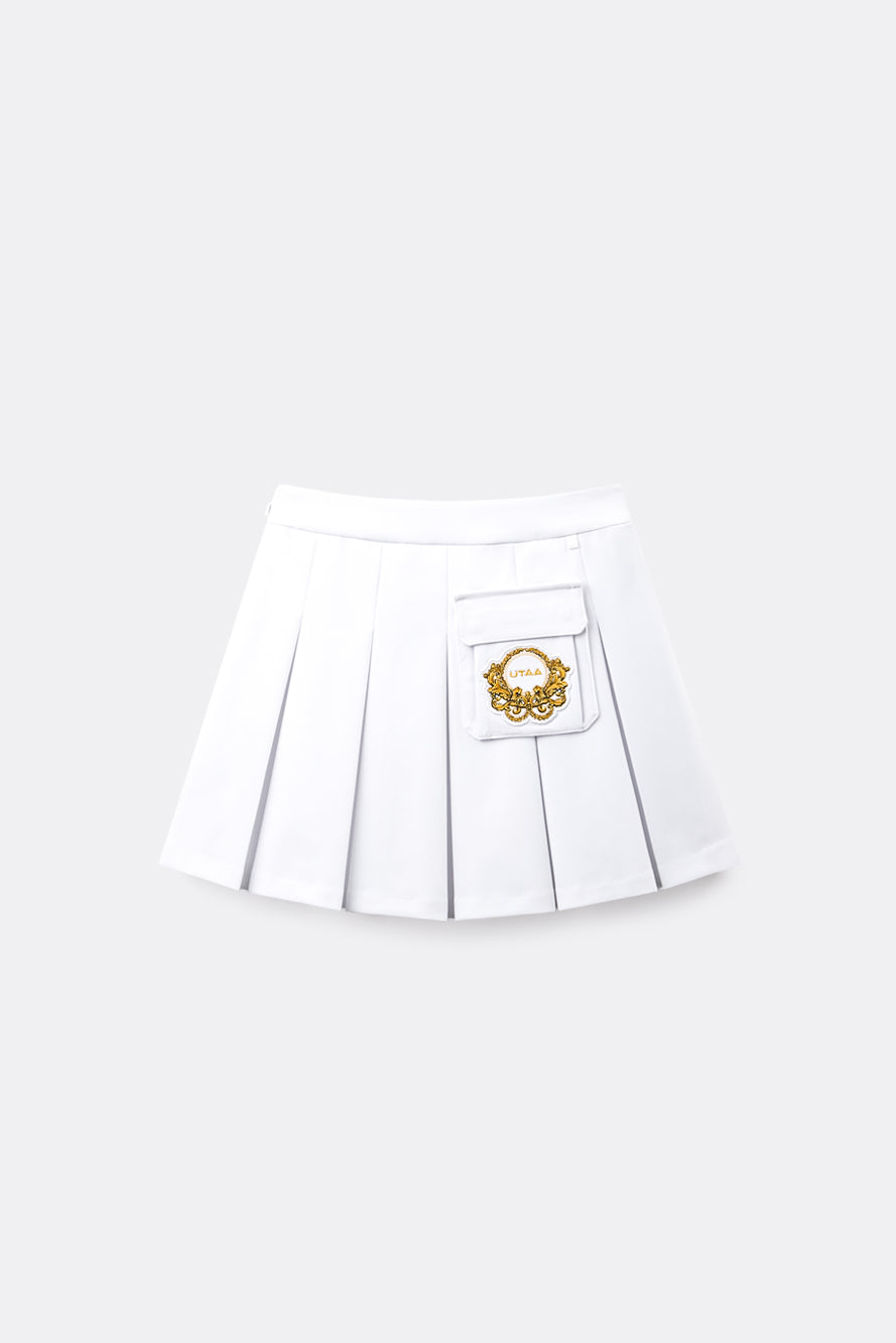 UTAA クレストゴールデンエンブレムポケットプリーツスカート ホワイト : Women's