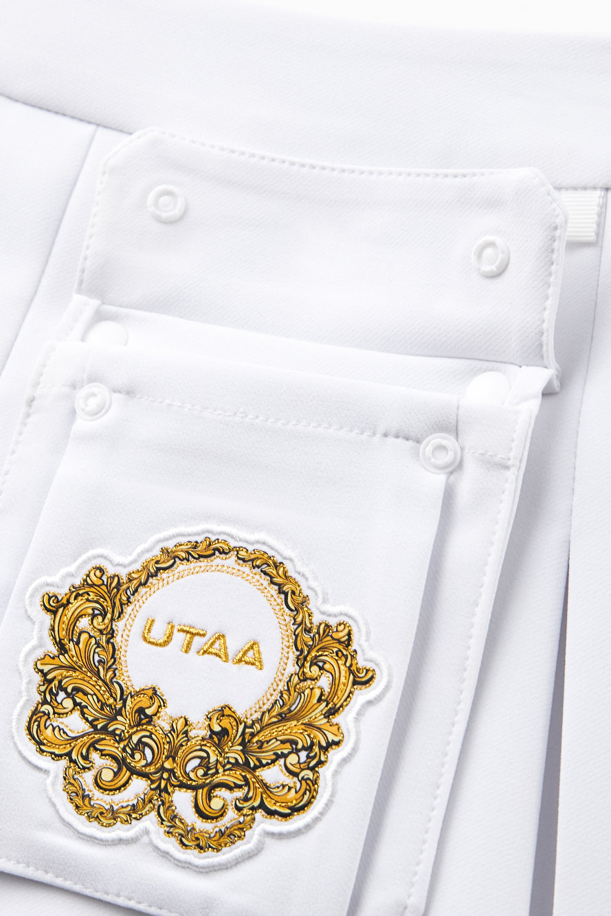 UTAA クレストゴールデンエンブレムポケットプリーツスカート ホワイト : Women's