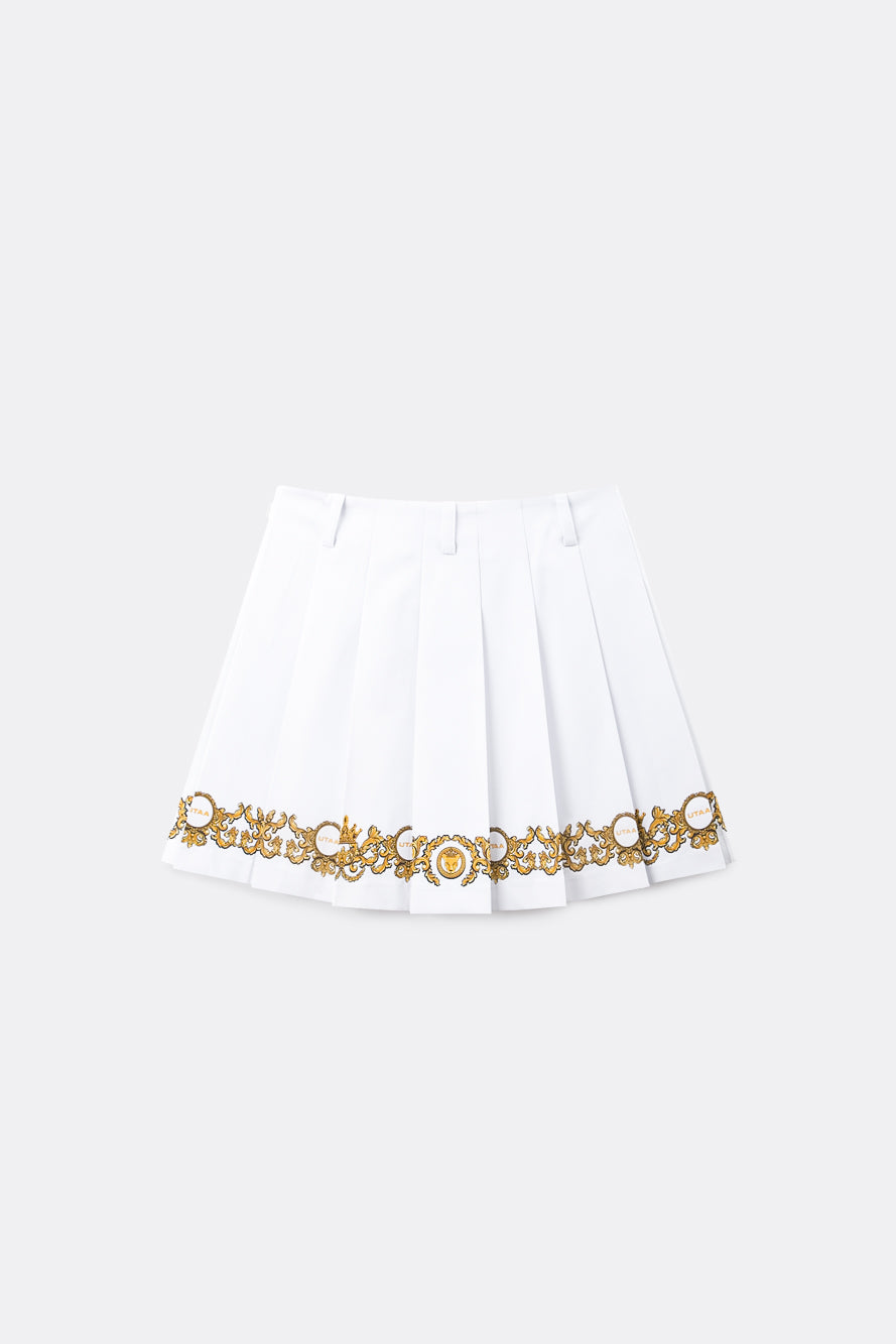 UTAA クレストゴールデンエッジプリーツスカート ホワイト : Women's