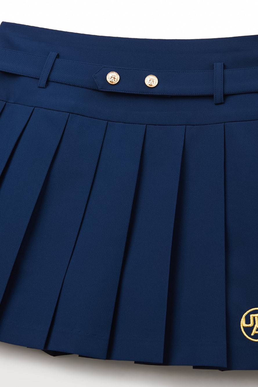 UTAA ドゥカットギルトロゴベルトプリーツスカート ネイビー : Women's