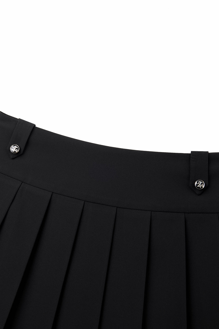UTAA Laurelシンボルエンブレムカラープリーツスカート ブラック : Women's