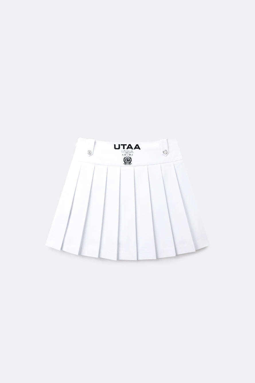 UTAA Laurelシンボルエンブレムカラープリーツスカート ホワイト : Women's