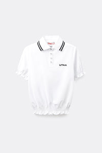 UTAA RuffleコンターラインPKシャツ ホワイト : Women's