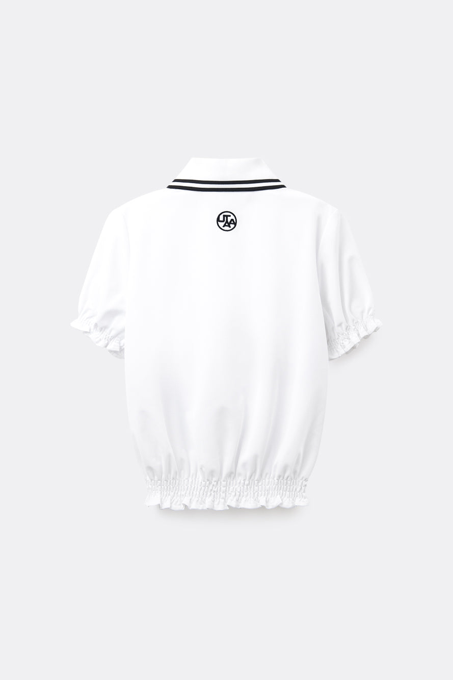 UTAA RuffleコンターラインPKシャツ ホワイト : Women's