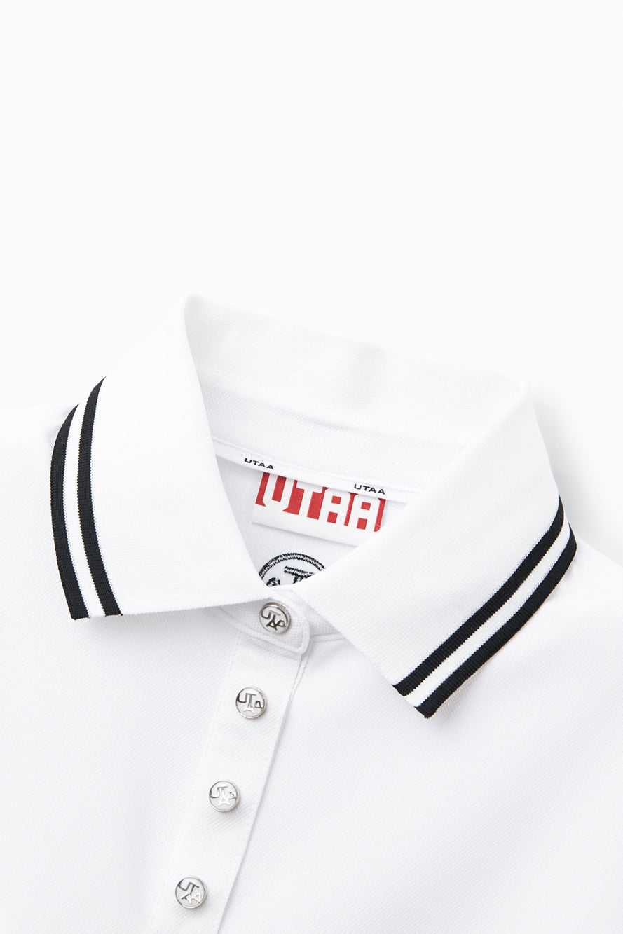 UTAA RuffleコンターラインPKシャツ ホワイト : Women's
