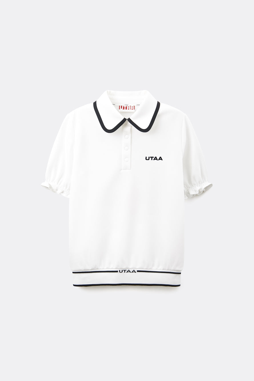 UTAA ペタラインワイドCollarPKTシャツ ホワイト : Women's
