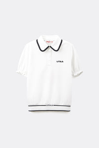 UTAA ペタラインワイドCollarPKTシャツ ホワイト : Women's