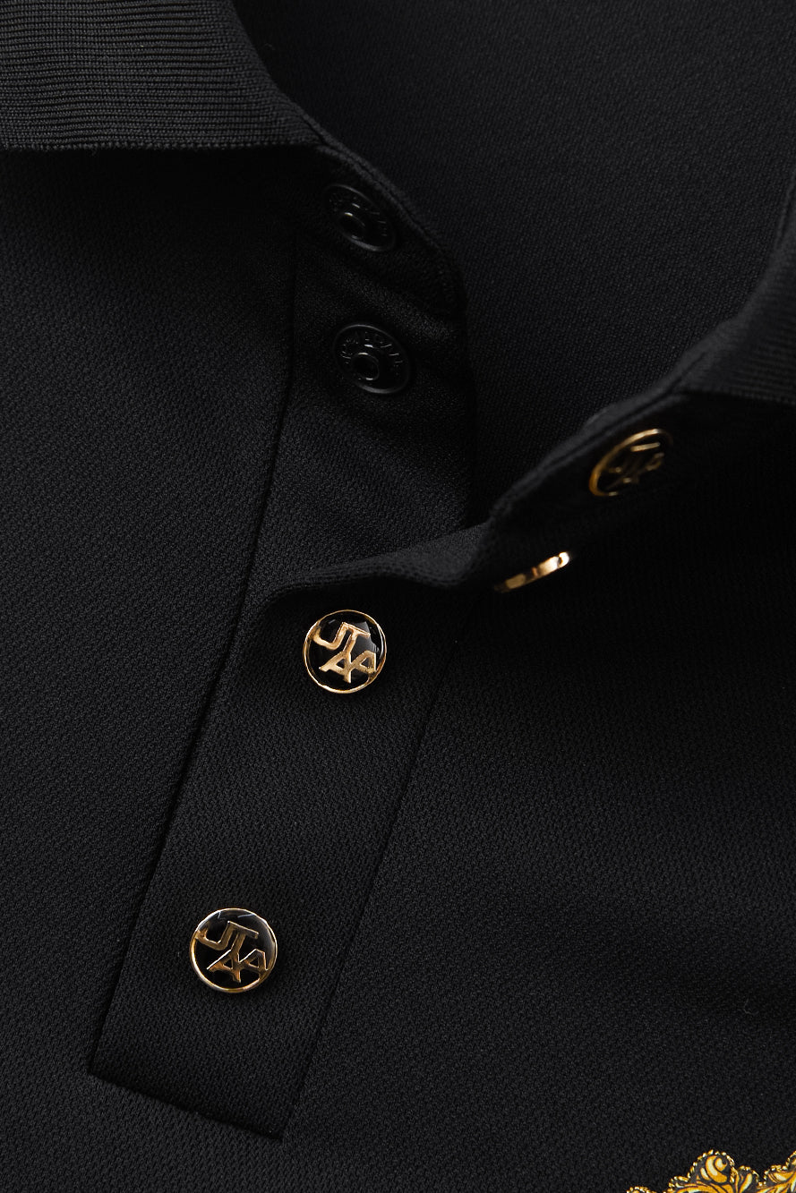 UTAA クレストゴールデンエンブレムPKTシャツ ブラック : Men's