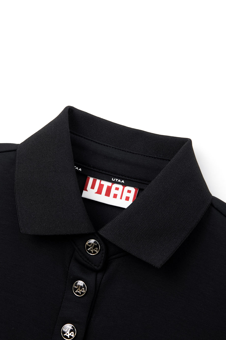 UTAA イーズシンボルボタンPKスリーブレス ブラック：レディース