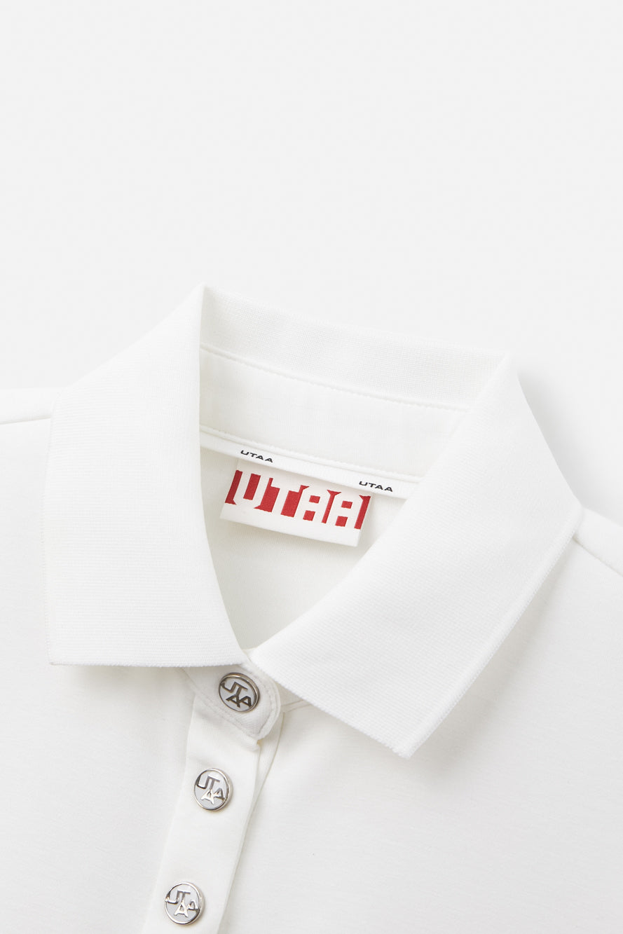 UTAA イーズシンボルボタンPKスリーブレス ホワイト：レディース