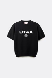 UTAA ネオンロゴブロックウールクルーネックニット ブラック