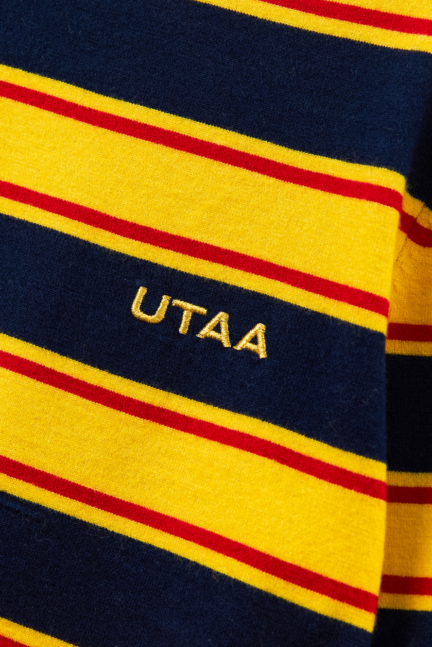 UTAA マルチストライプカシミヤブレンドニットプルオーバー ネイビー