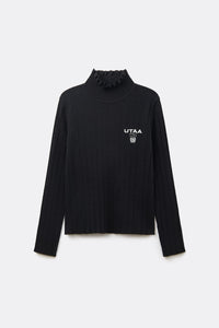 UTAA ラッフルポワンテルモックネックニット ブラック : Women's