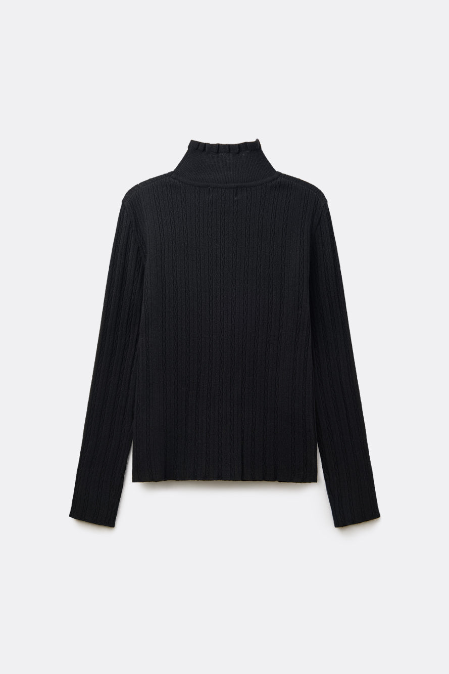 UTAA ラッフルポワンテルモックネックニット ブラック : Women's