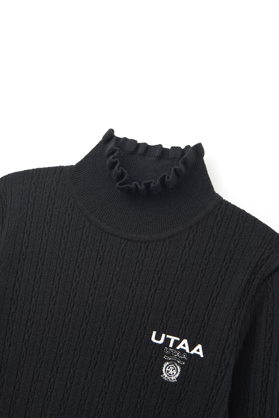 UTAA ラッフルポワンテルモックネックニット ブラック : Women's