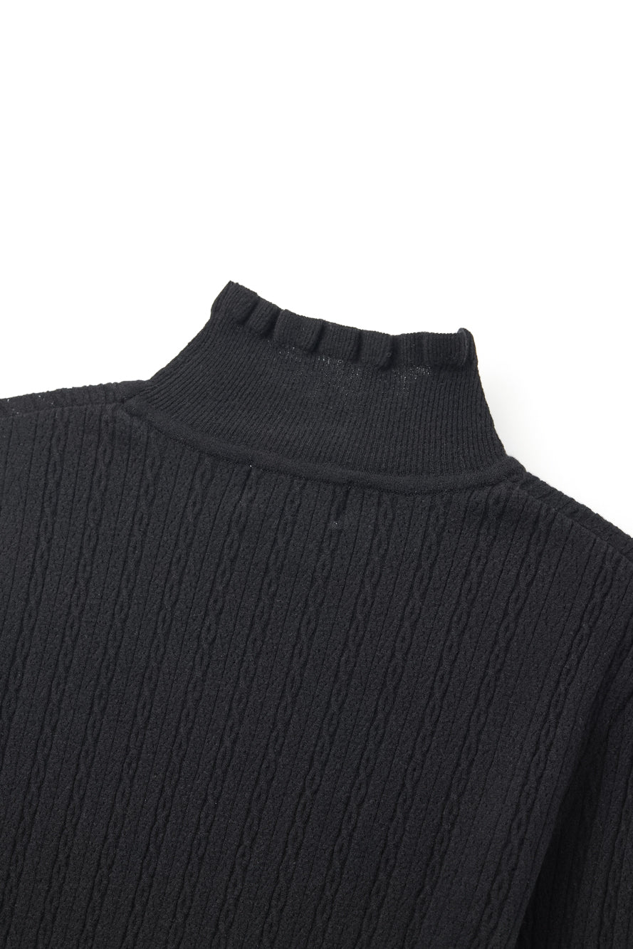 UTAA ラッフルポワンテルモックネックニット ブラック : Women's