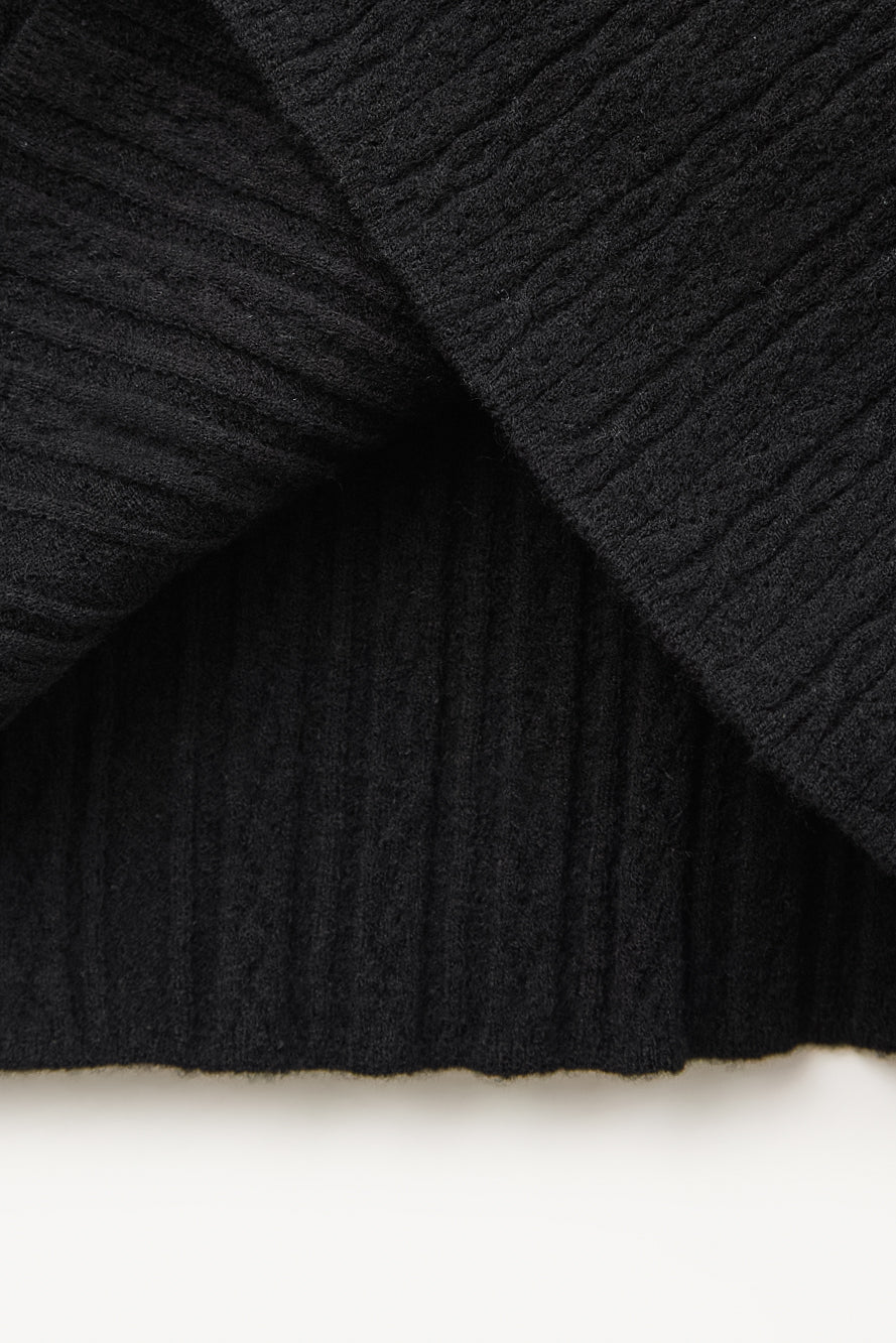 UTAA ラッフルポワンテルモックネックニット ブラック : Women's