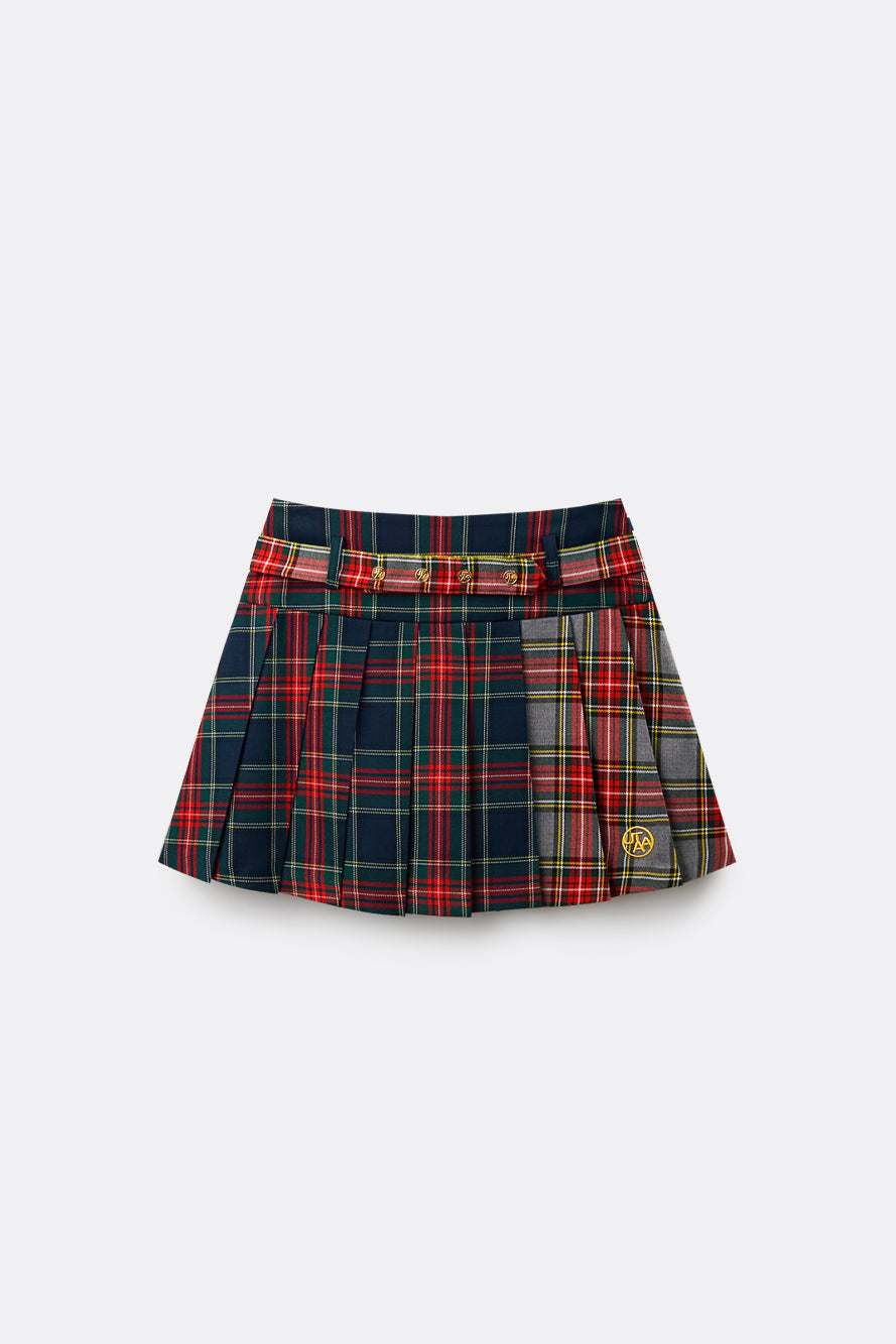 UTAA スコッチマルチタータンチェックプリーツスカート ネイビー : Women's