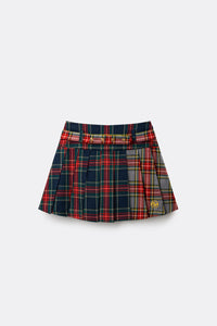 UTAA スコッチマルチタータンチェックプリーツスカート ネイビー : Women's