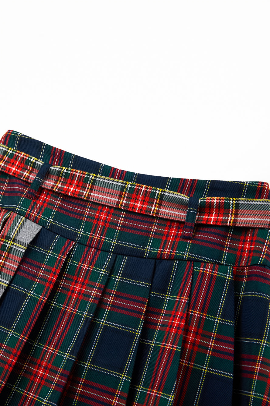 UTAA スコッチマルチタータンチェックプリーツスカート ネイビー : Women's