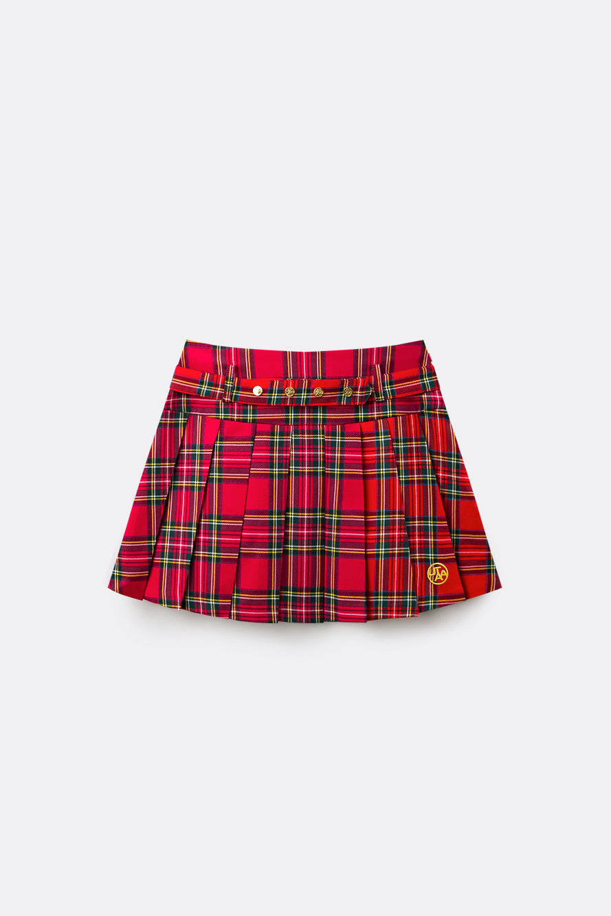 UTAA スコッチマルチタータンチェックプリーツスカート ピンク : Women's