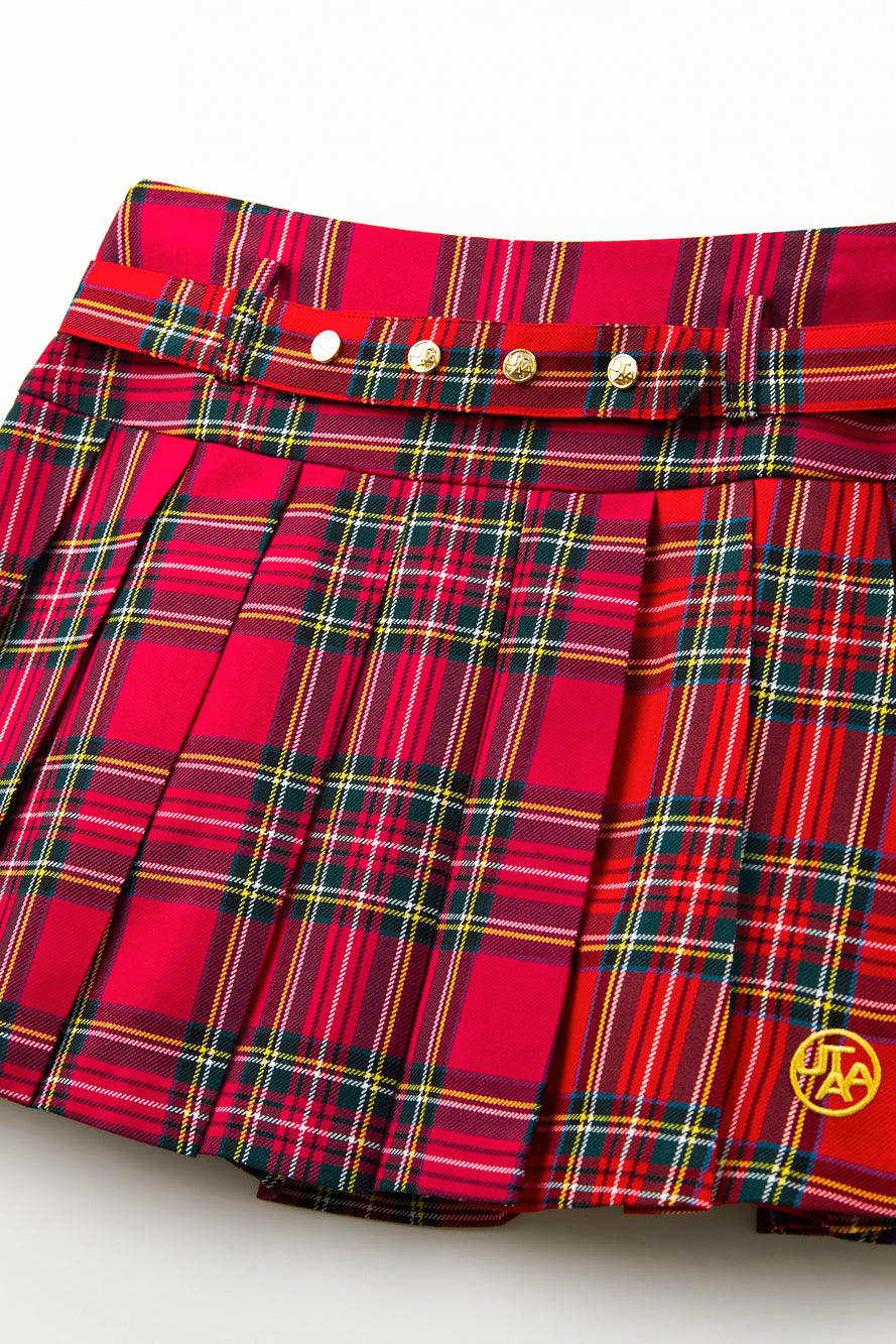UTAA スコッチマルチタータンチェックプリーツスカート ピンク : Women's