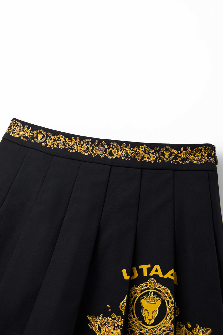 UTAA フィーストゴールデンエンブレムプリーツスカート ブラック : Women's