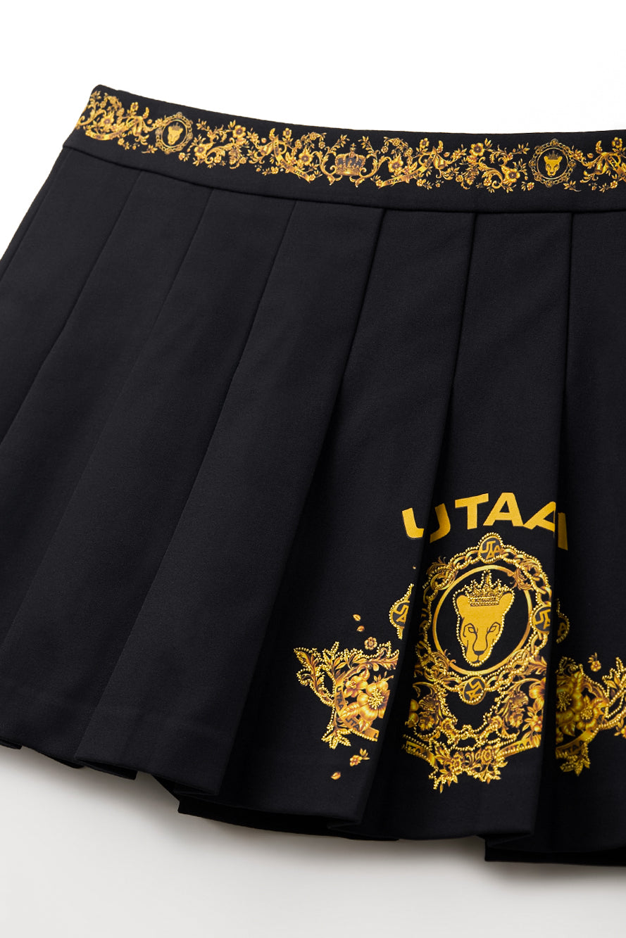 UTAA フィーストゴールデンエンブレムプリーツスカート ブラック : Women's