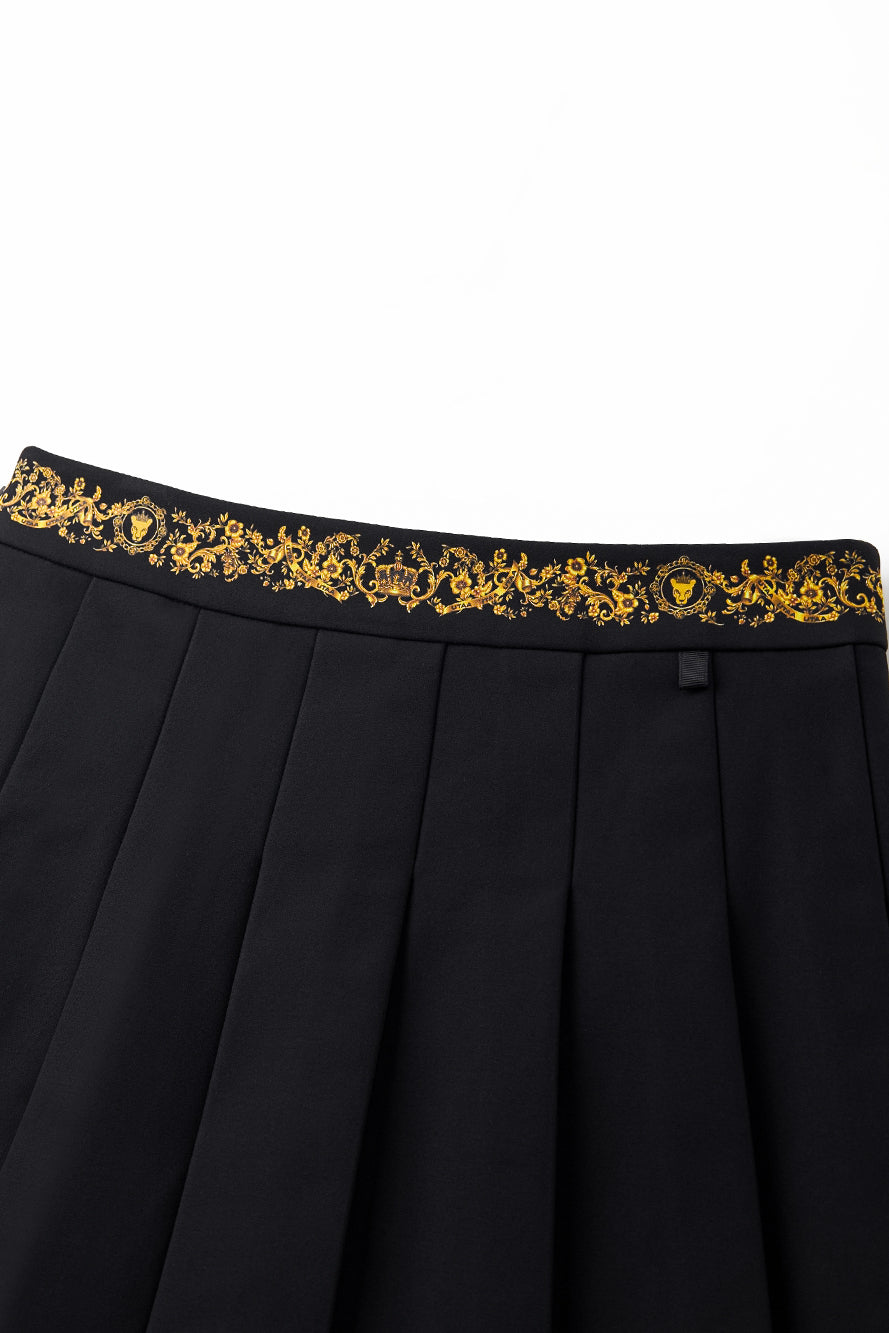 UTAA フィーストゴールデンエンブレムプリーツスカート ブラック : Women's
