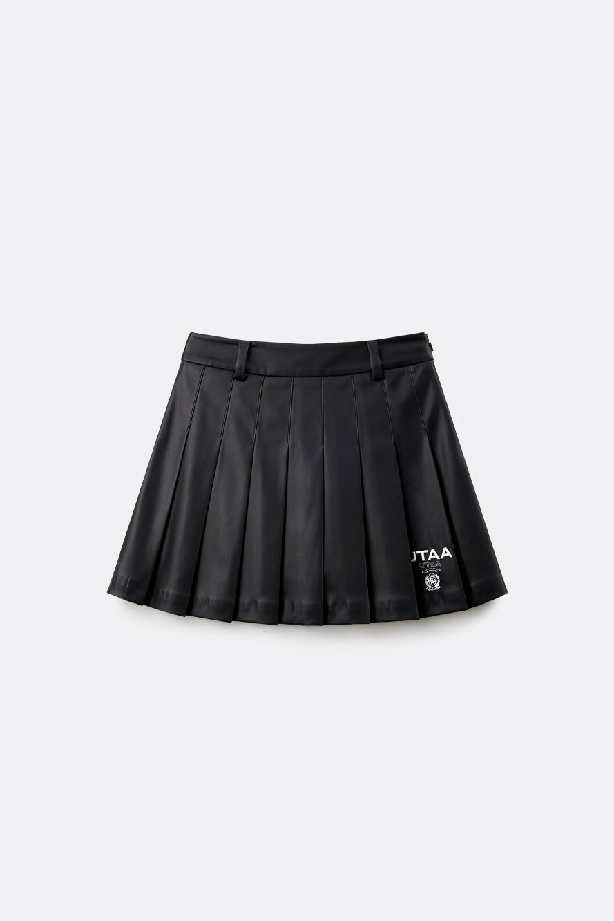 UTAA ベリルクラシカルレザープリーツスカート ブラック : Women's
