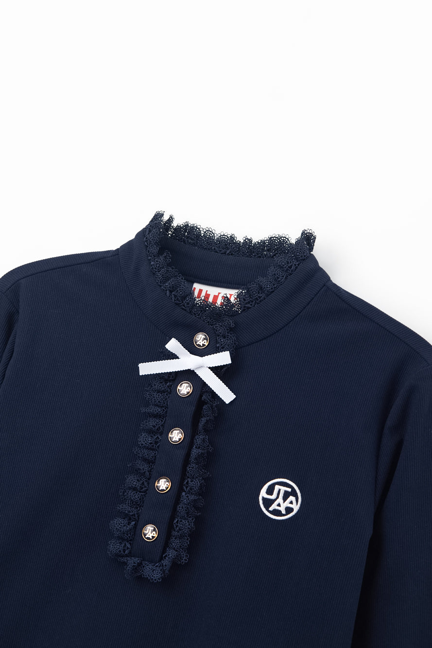 UTAA ノートルフローラルレースモックネックスリーブ ネイビー : Women's