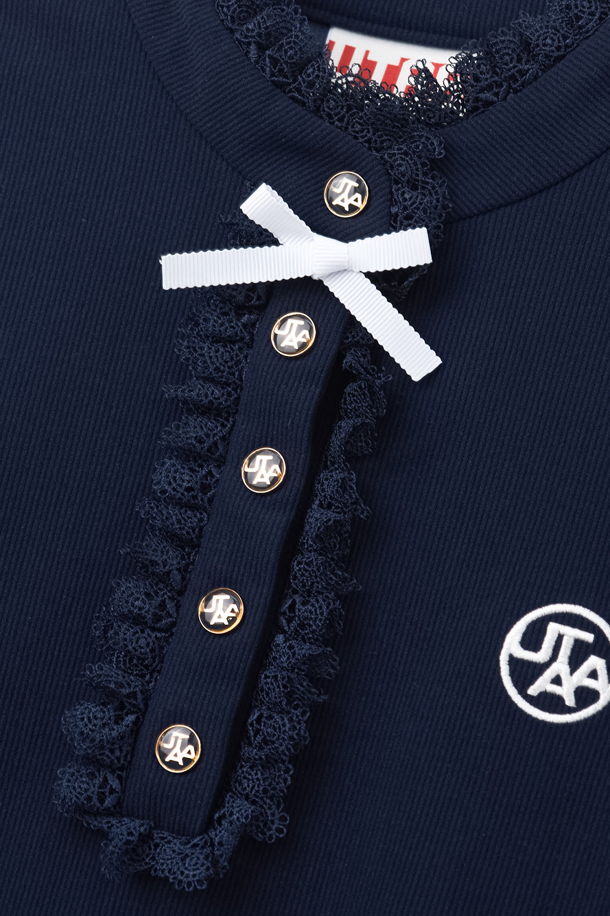 UTAA ノートルフローラルレースモックネックスリーブ ネイビー : Women's