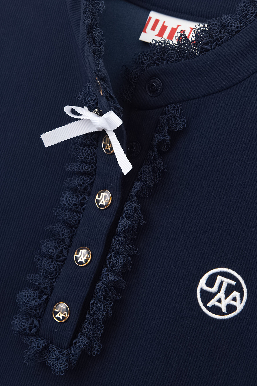 UTAA ノートルフローラルレースモックネックスリーブ ネイビー : Women's