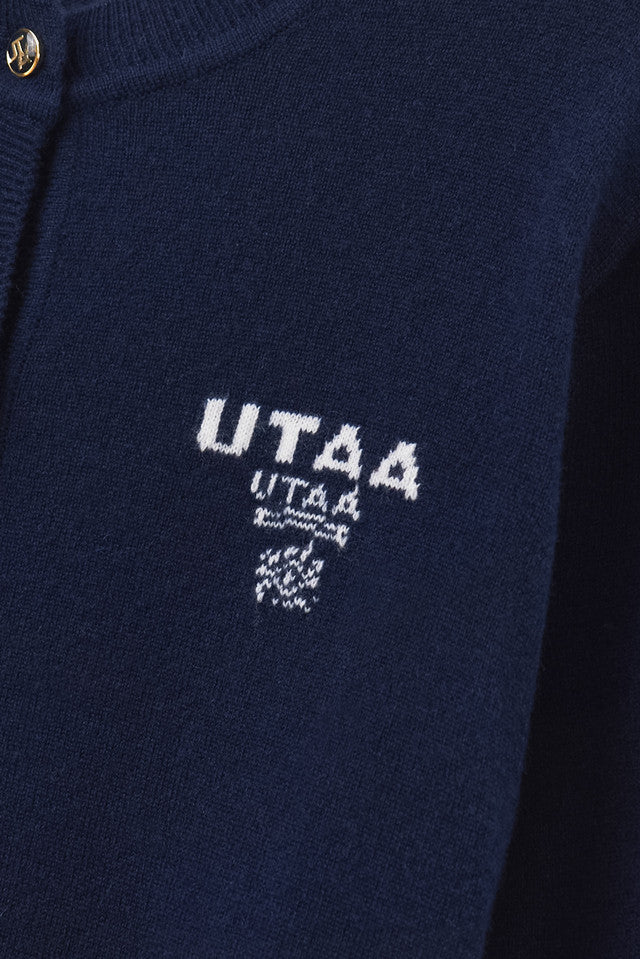 UTAA ローレルシンボルカシミヤブレンドニットカーディガン ネイビー：レディース