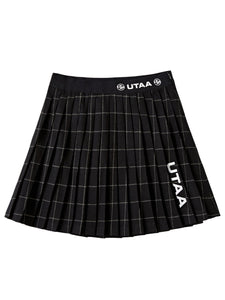 UTAA ウールチェックプリーツスカート ブラック