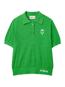 UTAA クラウンパンサーワッペンクラシカルPKニット グリーン：レディース
