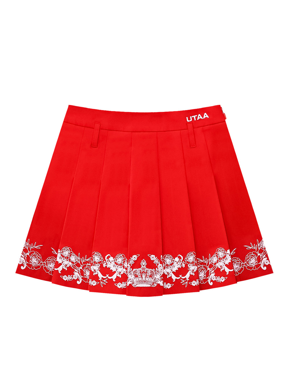 UTAA チャプレットグラフィックプリーツスカート レッド