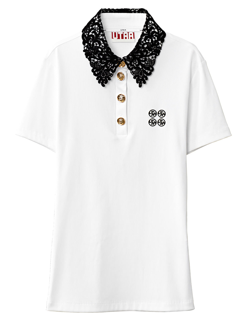 UTAA デュカットレースフレアPK Tシャツ ホワイト