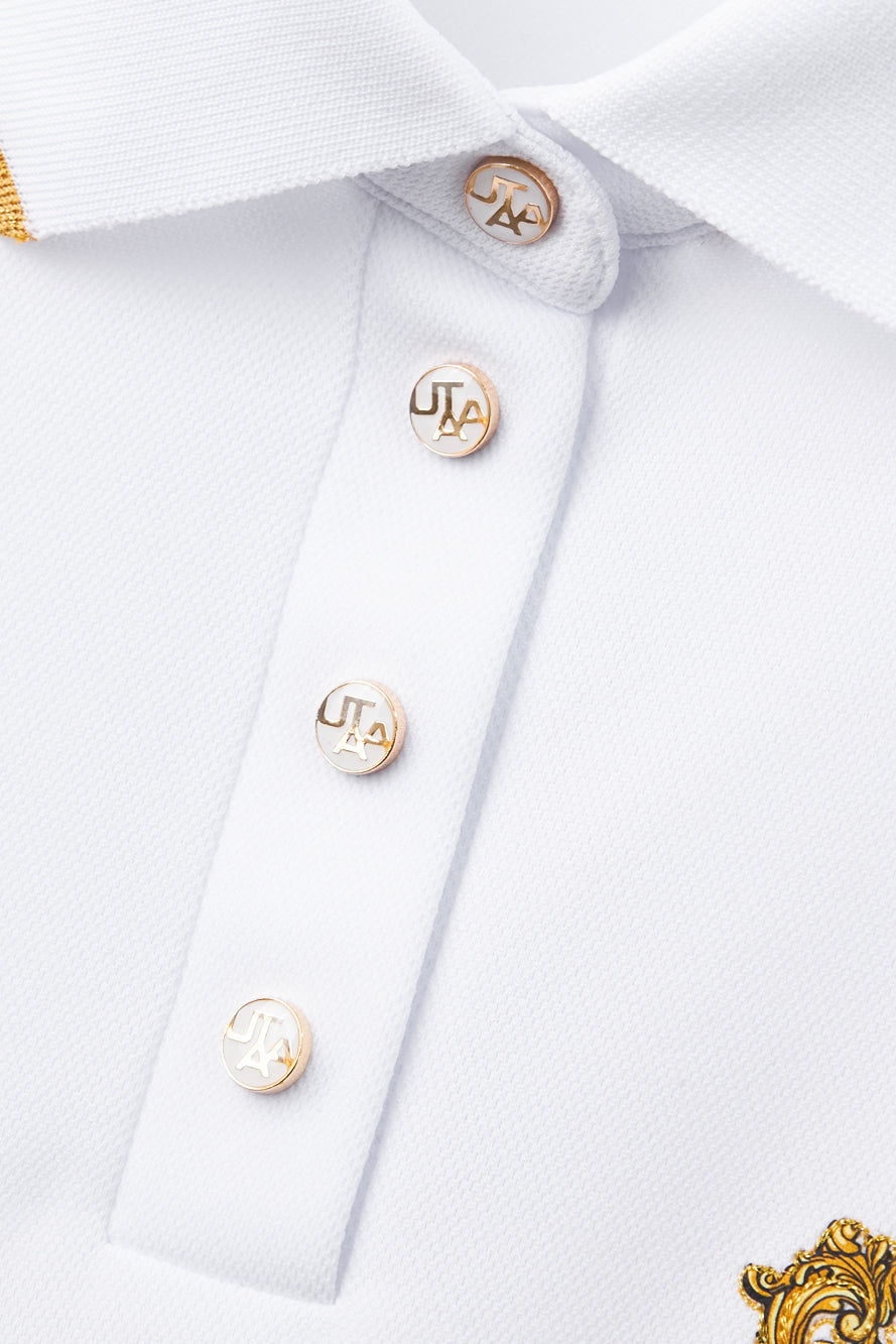 UTAA クレストゴールデンエンブレムPK Tシャツ ホワイト：レディース