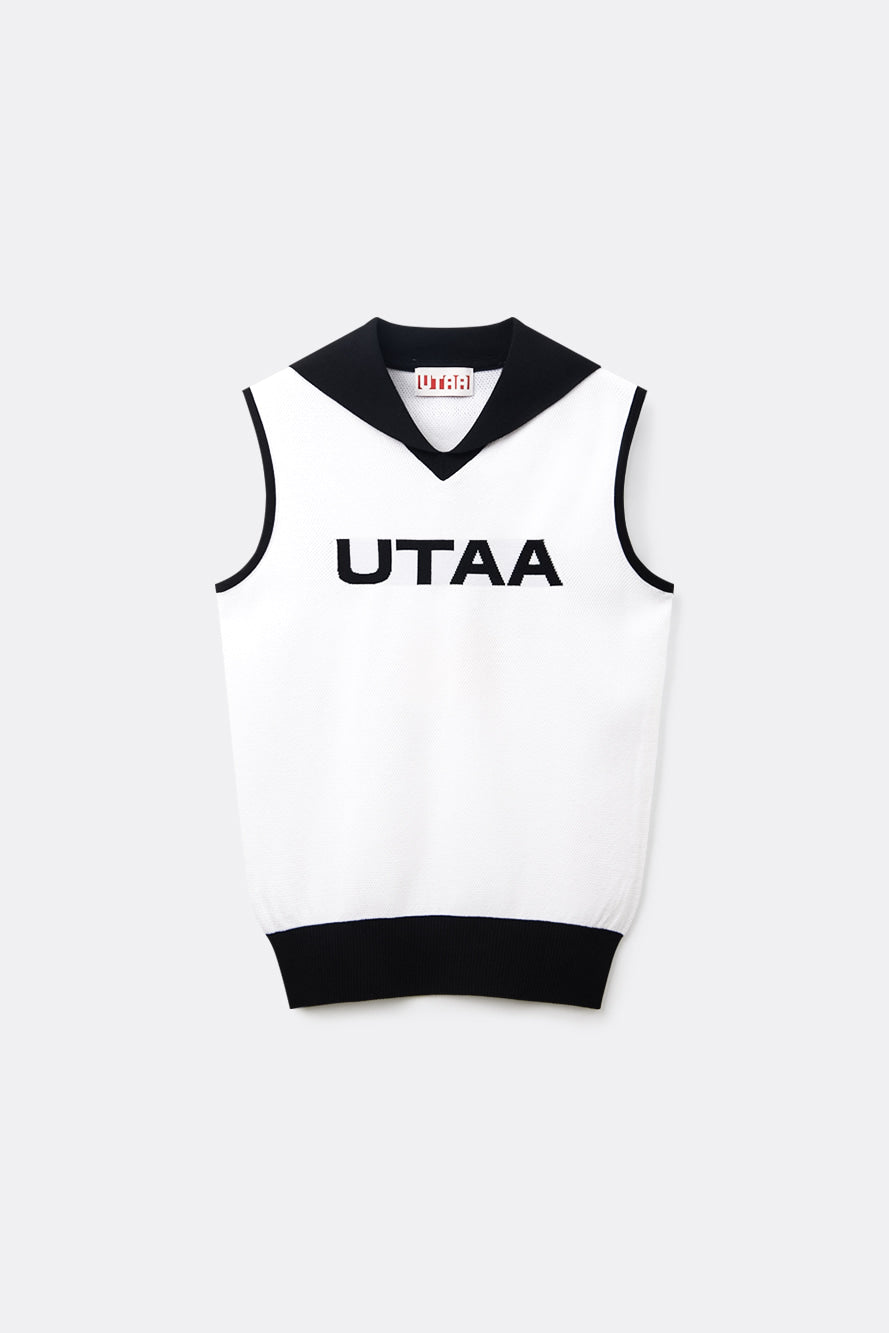 UTAA チャンプセーラースリーブレスニット ホワイト：レディース