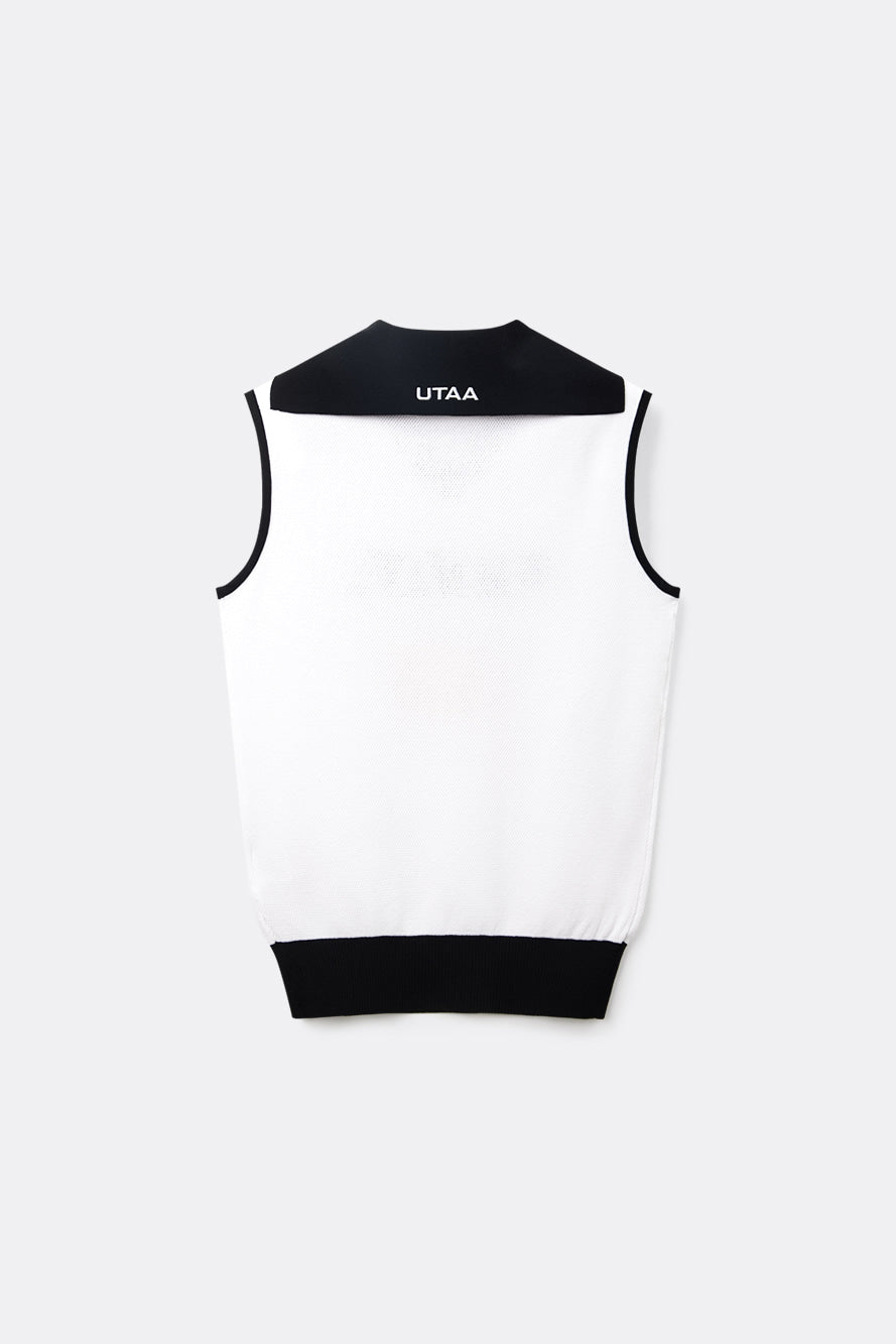 UTAA チャンプセーラースリーブレスニット ホワイト：レディース
