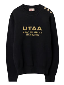 UTAA デュカットギルドスローガンニットプルオーバー ブラック：レディース