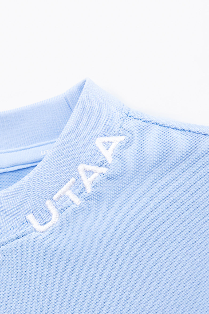 UTAA シリアルロゴクルーネックTシャツ スカイブルー：レディース