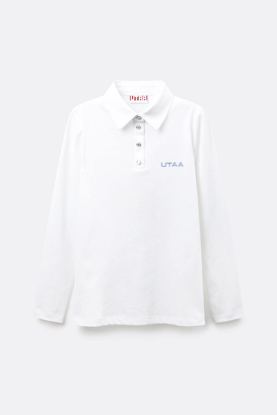 UTAA クラウディカラーロゴPKスリーブ ホワイト：メンズ