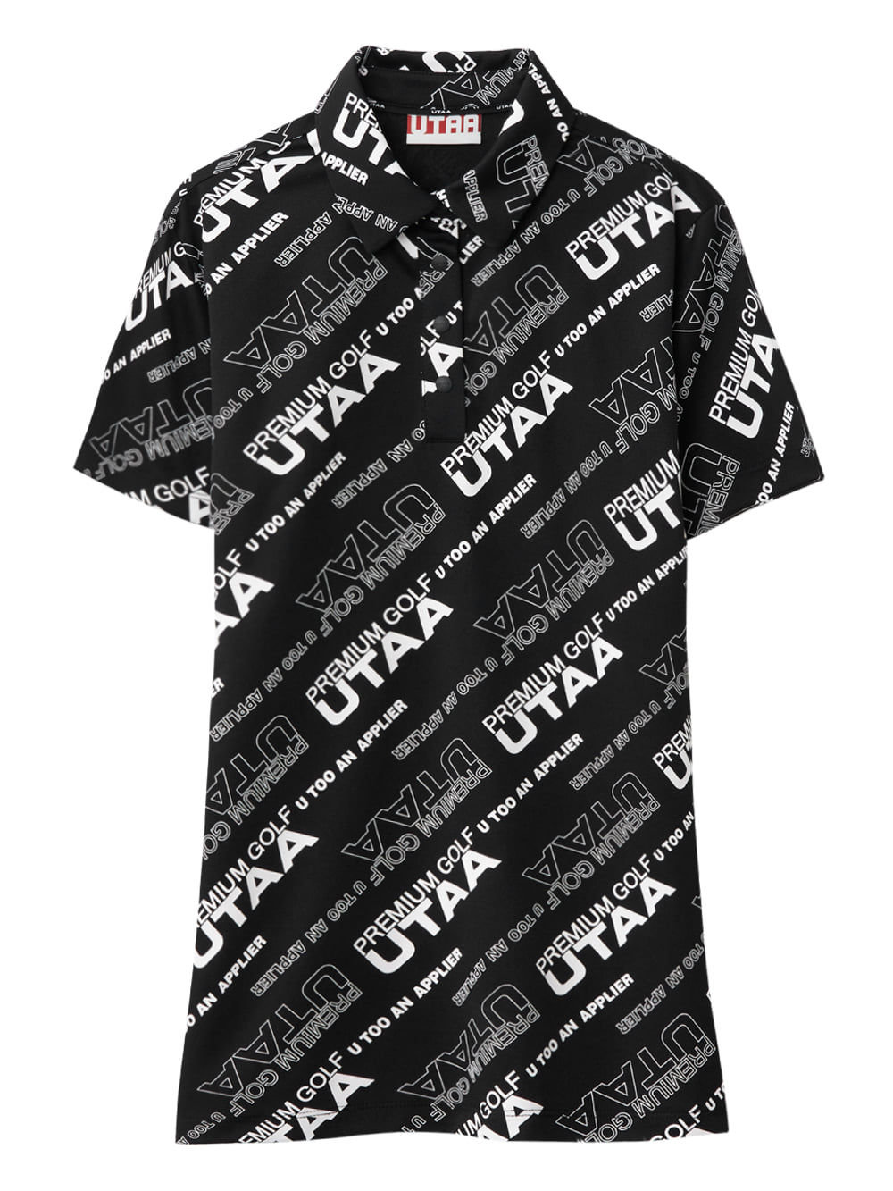 UTAA ロゴスローガンウェーブPK Tシャツ ブラック