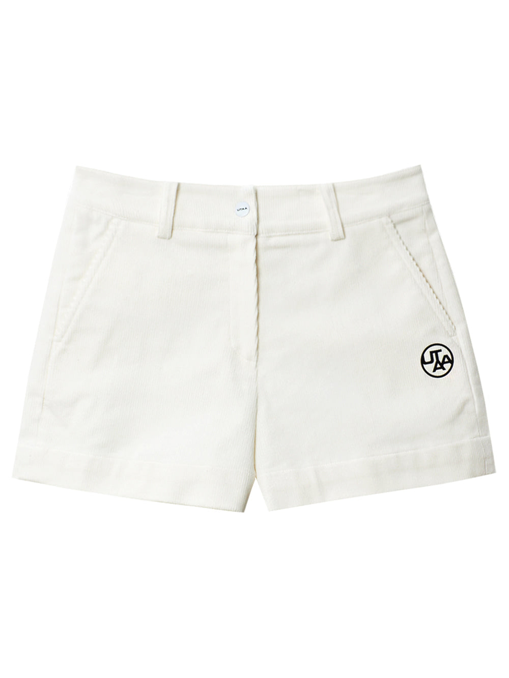 UTAA シンボルコーデュロイショートパンツ ホワイト：レディース