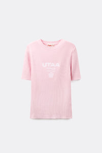 UTAA ローレルシンボルエンブレムカラーリブニット ライトピンク：レディース