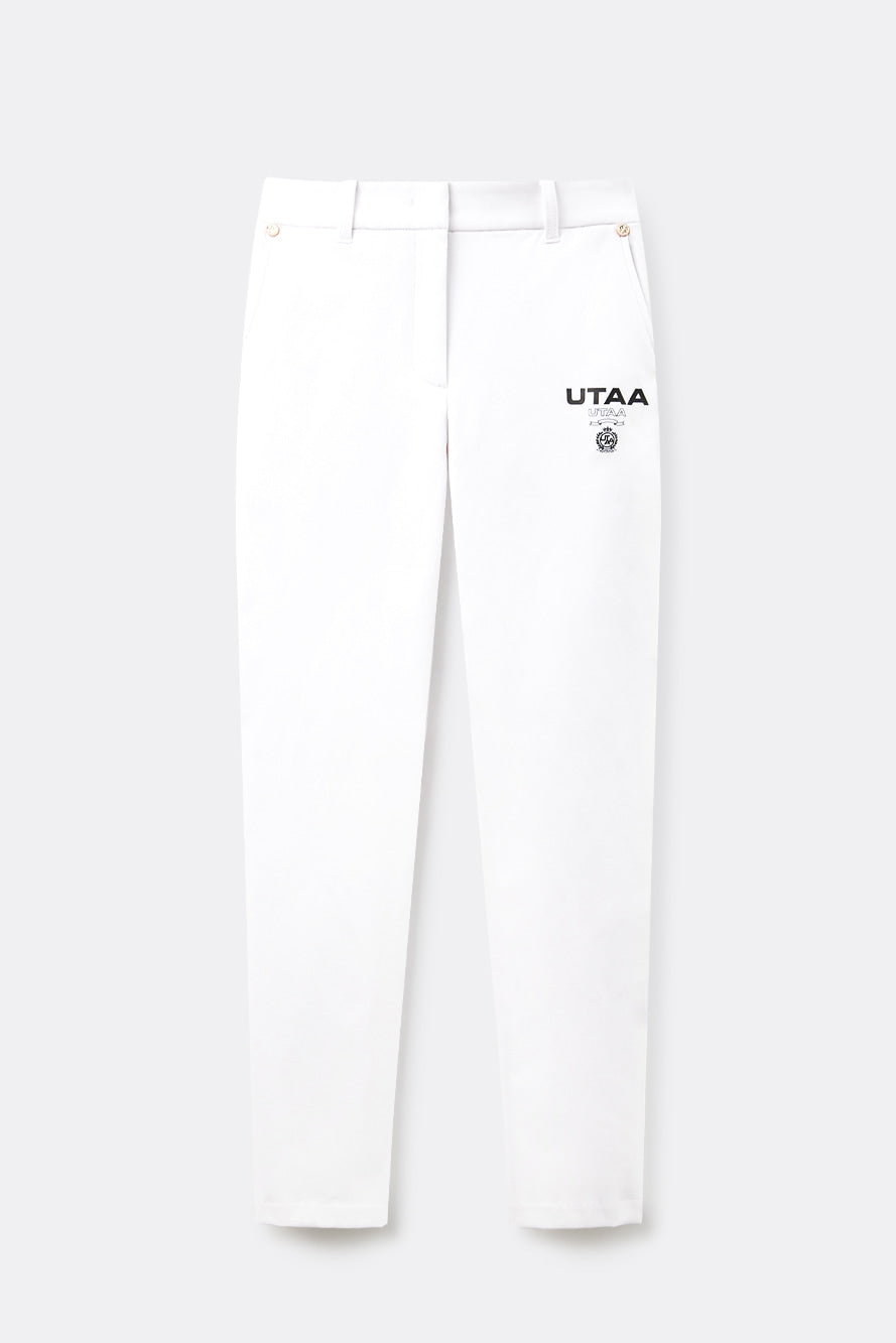 UTAA ローレルシンボルゴールデンボタンパンツ ホワイト：レディース