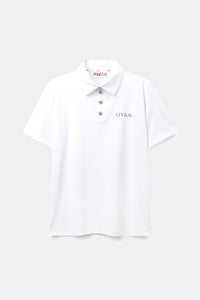 UTAA タイポカラーロゴPKシャツ ホワイト：メンズ
